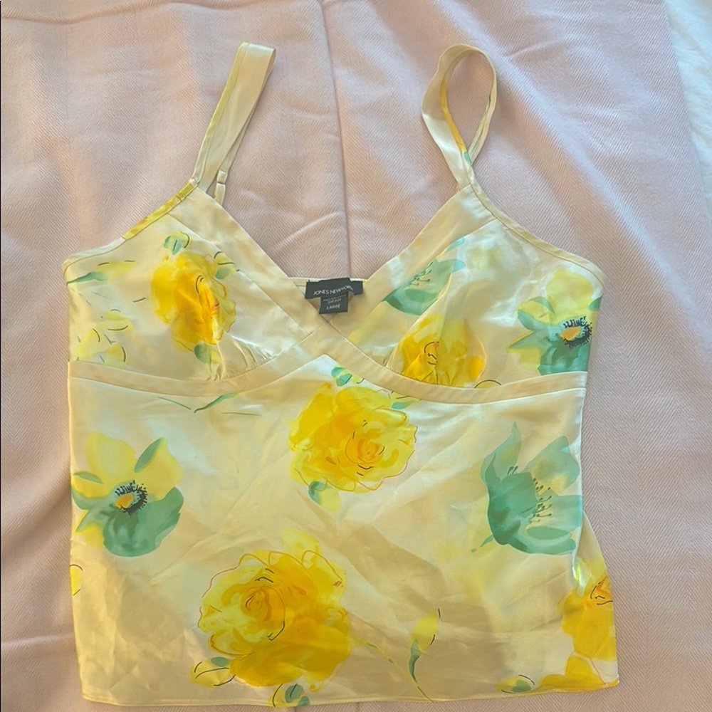 Jones New York Yellow and Teal Floral Camisole